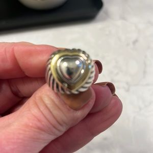 David Yurman two tone diamond heart ring